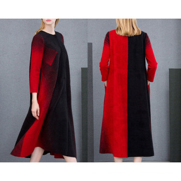 Ladies Winter Coat with Gradual Change Color Long Coat